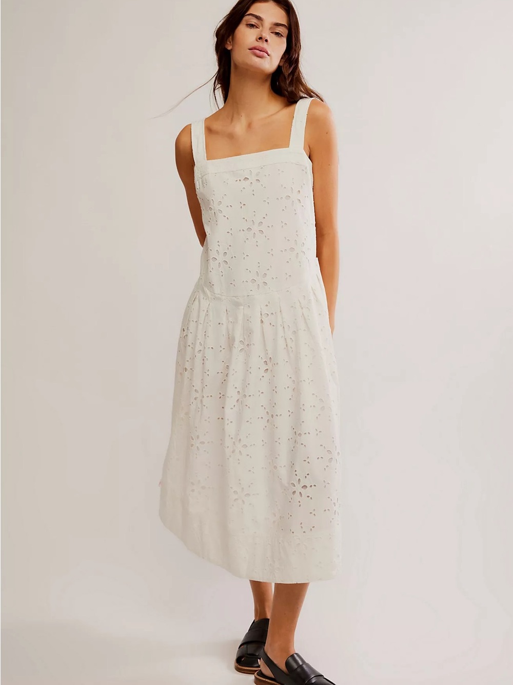 Free People Primavera white cotton eyelet midi sundress M